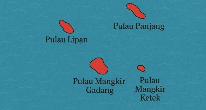 Ilustrasi empat pulau yang dahulunya berada di wilayah Aceh Singkil kini masuk ke Sumatera Utara dan jadi perebutan.  (Foto: Tribun-medan.com)
